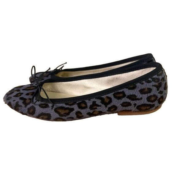Anniel Flats Loafers Womens 6 Purple Animal Hair Leather Ballet Leopard Italy - Picture 1 of 13